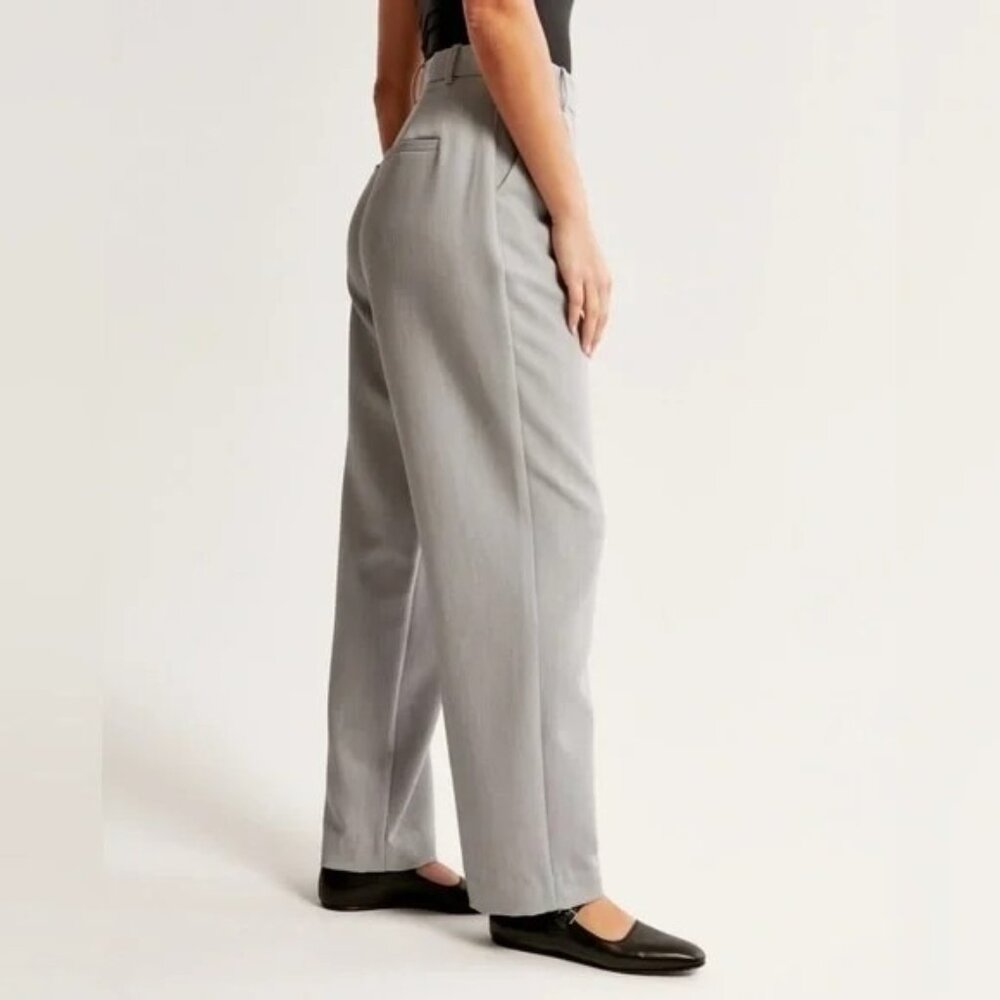 Abercrombie & Fitch Tailored Straight Leg High Rise Pants Trousers Grey - Picture 3 of 9